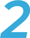 Blue number two (bold), on a light background.