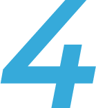 Blue stylized number four logo in a bold, angular design.